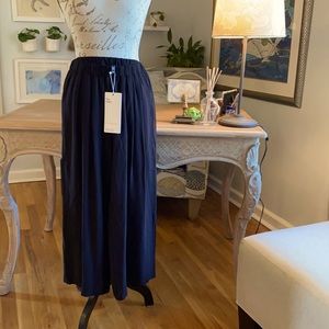 NWT Eileen Fisher Black Wide Silk Pants